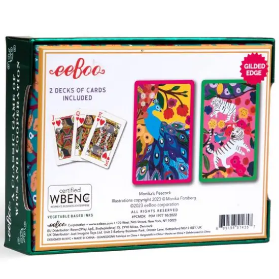eeBoo Piece & Love Monika's Peacock Bridge Playing Card Set {4}