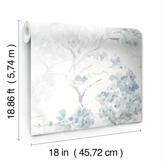 RoomMates Cherry Blossoms Peel & Stick Wallpaper Blue and white {9}