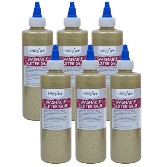 Handy Art&reg; 8oz. Washable Glitter Glue, 6ct. Gold {1}