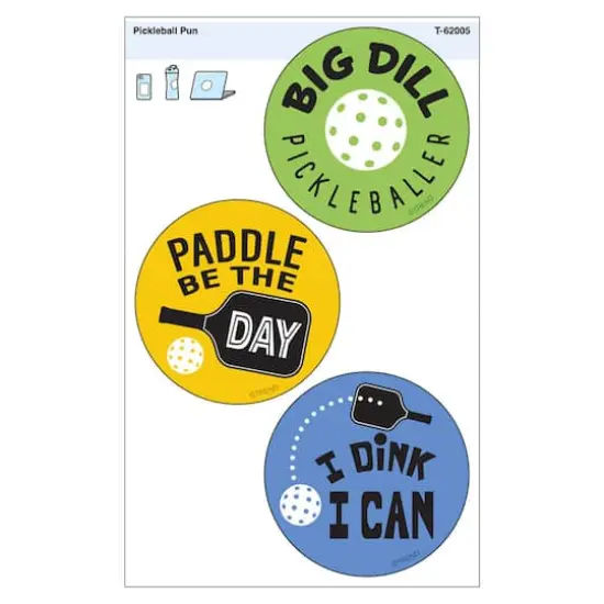 TREND Enterprises® Pickleball Pun Vinyl Stickers, 3 Per Pack, 6 Packs {3}