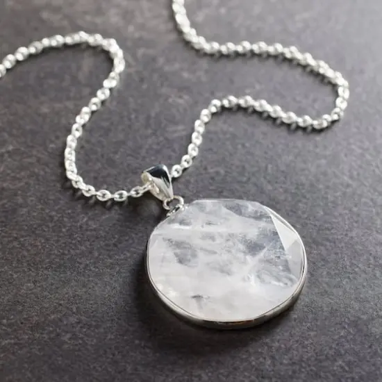 White Quartz Round Faceted Pendant by Bead Landing&trade; {3}