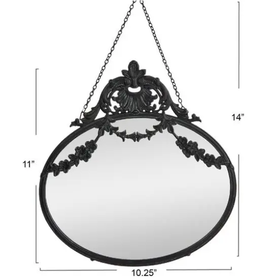 Hello Honey&reg; Vintage Pewter Framed Wall Mirror with Decorative Chain Black {5}