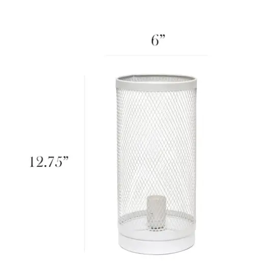 Simple Designs 13" Mesh Cylindrical Steel Table Lamp White {4}