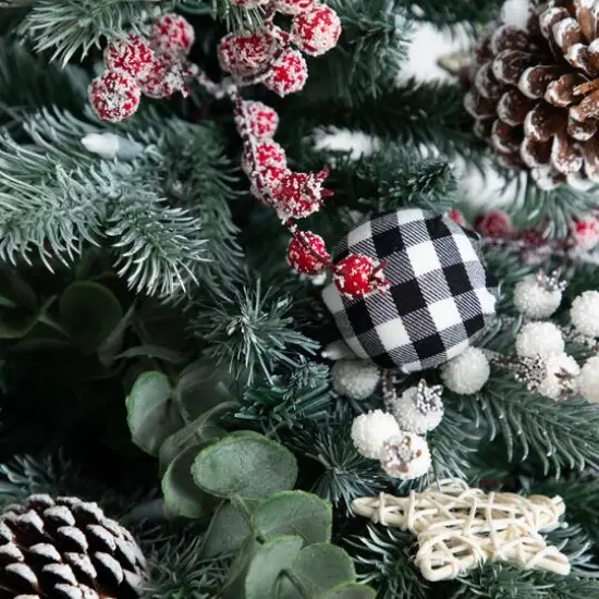 3ft. Pre-Lit Snow-Covered Artificial Christmas Tree in Golden Planter, Color-Changing LED Lights {7}