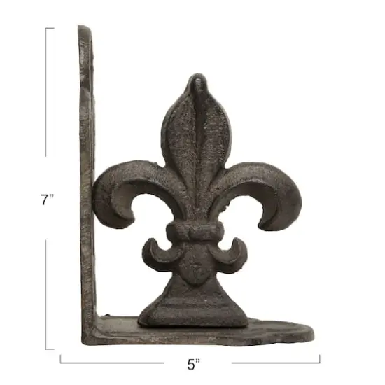 Hello Honey® 10" Fleur de Lis Shaped Iron Bookend Set Dark Brown {5}