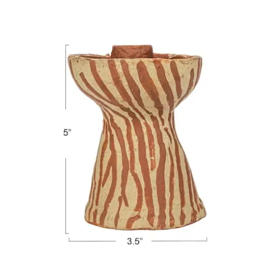 Hello Honey&reg; 5" Round Decorative Hand-Painted Paper Mache Taper Holder {5}