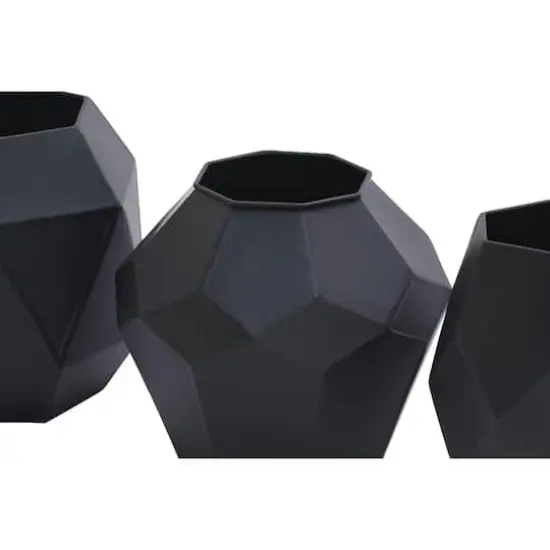 7" Black Metal Contemporary Vase Set {4}