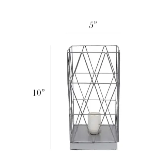 Simple Designs 10" Geometric Square Metal Table Lamp Gray {4}