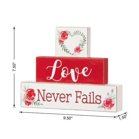Glitzhome&reg; 9.5" Valentine's Wooden Block Tabletop Sign {8}