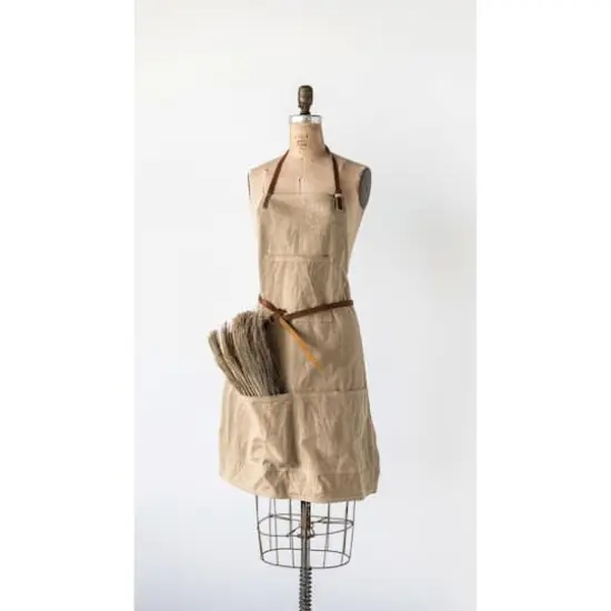 Hello Honey&reg; Khaki Apron with Pockets & Leather Ties {4}