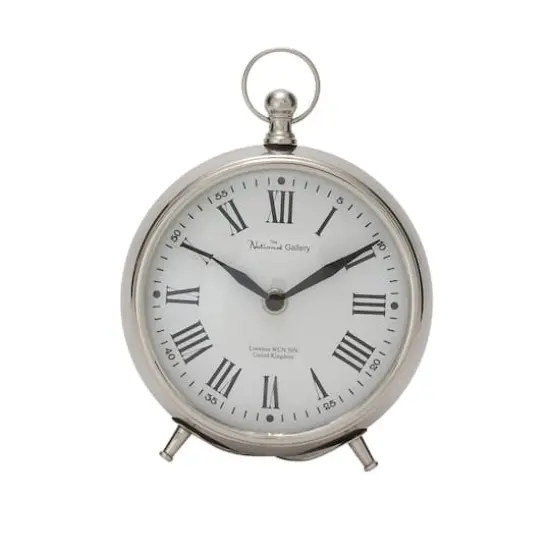 7" Silver Stainless Steel & Aluminum Tabletop Clock {1}