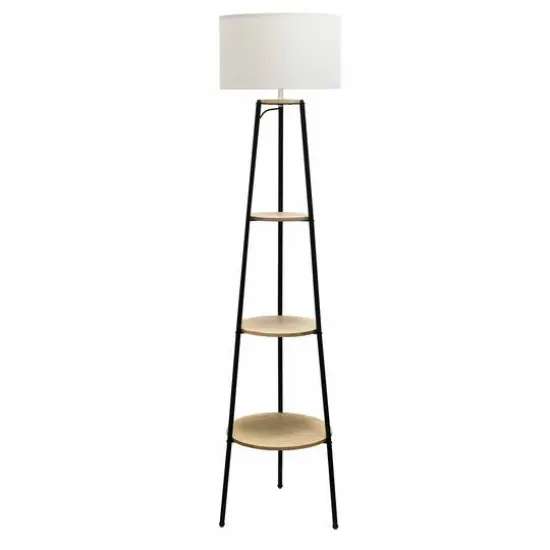 Simple Designs 62.5" Tripod 3 Tier Floor Lamp Light Wood {1}