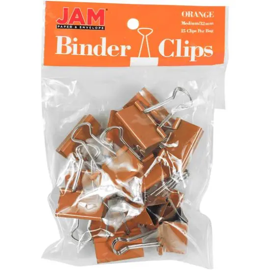 JAM Paper 1.25" Colorful Binder Clips, 30ct. Orange {3}