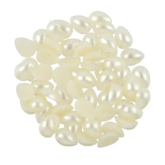 6mm x 8mm Ivory Plastic Flatback Pearl Teardrops, 300ct. by Bead Landing&trade; {1}