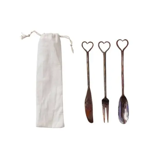 Hello Honey&reg; Forged Copper Appetizer Cutlery Set with Heart Handles {1}