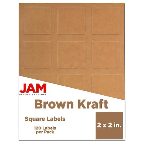 JAM Paper 2" x 2" Square Product & Container Labels, 120ct. Brown Kraft {1}