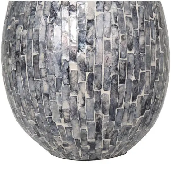 12" Gray Mother of Pearl Handmade Mosaic Inspired Vase {6}