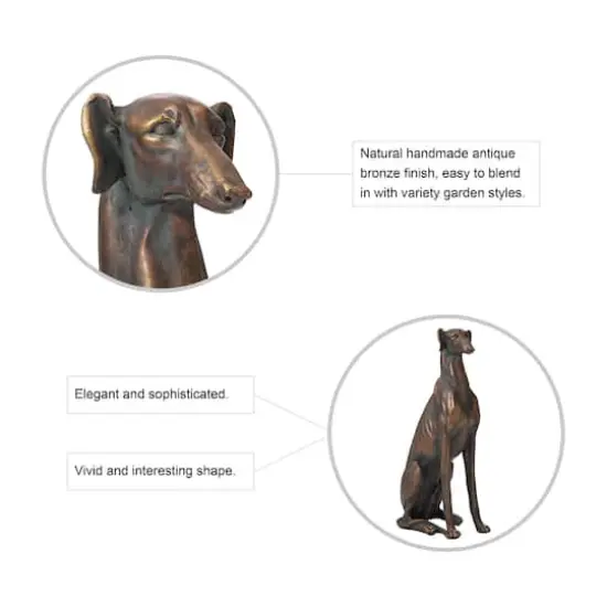 Glitzhome&reg; 30" Sitting Right Greyhound Dog Statue {6}