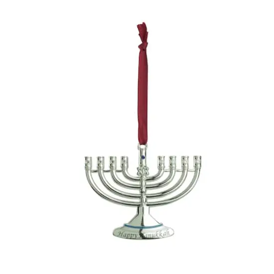 3.25" Blue & Silver Menorah Ornament {1}