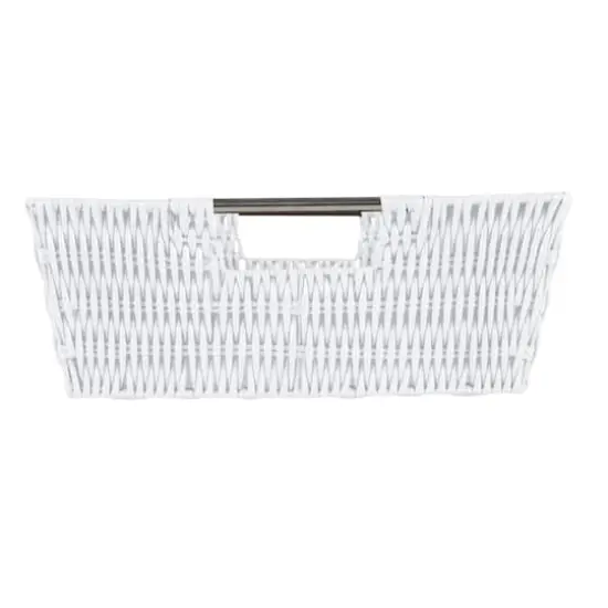 Simplify White Shelf Storage Rattan Tote Basket {3}