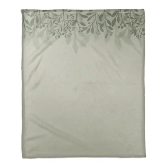 Floral Banner Coral Fleece Blanket Green {1}