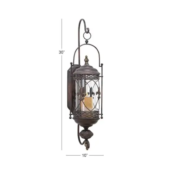 30" Brown Glass Traditional Candle Wall Sconce {3}