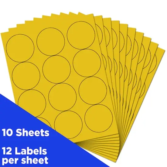 JAM Paper 2.5" Circle Product & Container Labels, 120ct. Yellow {4}