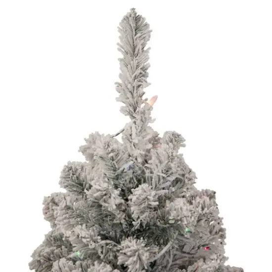 3ft. Pre-Lit Flocked Madison Pine Medium Artificial Christmas Tree, Multicolor Lights {5}