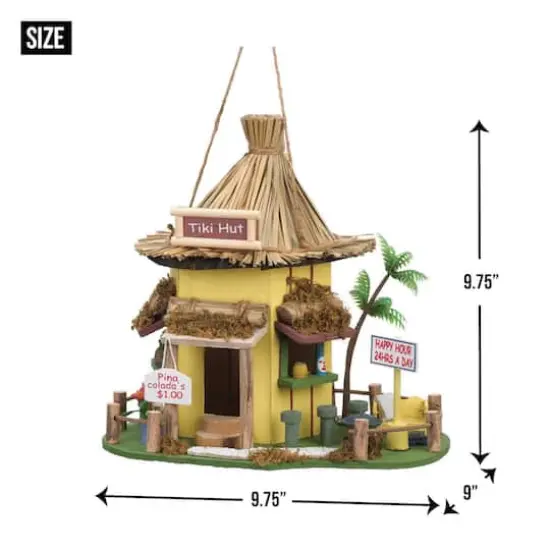 10'' Tropical Tiki Hut Birdhouse  {5}