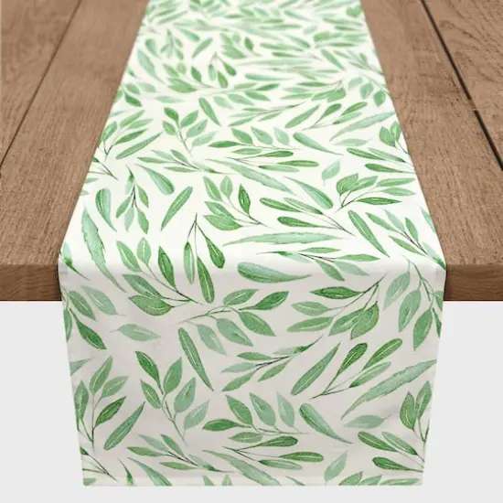 Green Leaf Outdoor Table Runner {3}