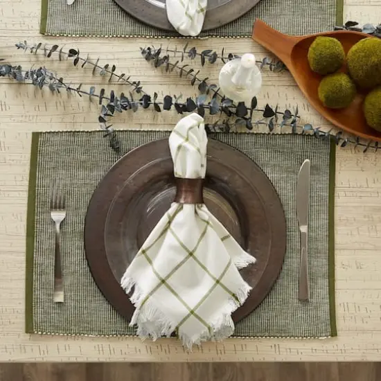 DII&reg; 2-Tone Ribbed Placemats, 6ct. Sage and white {7}