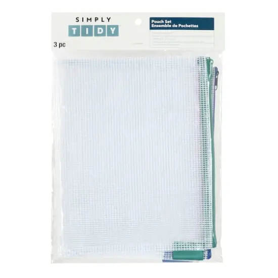 10" Mixed Mesh Accessory Zipper Pouches by Simply Tidy&reg;, 3ct. {3}