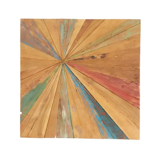 Multicolor Starburst Teak Wood Wall D&eacute;cor {1}