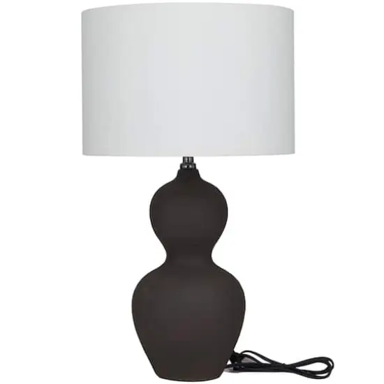 CosmoLiving by Cosmopolitan Black Ceramic Gourd Style Base Table Lamp with Drum Shade 15" x 15" x 26" {3}