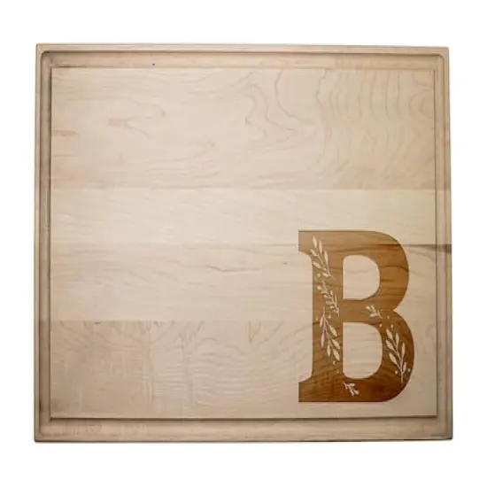 17" Floral Monogram Maple Cutting Board Floral Monogram B {1}