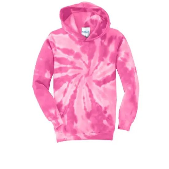 Port & Company&reg; Youth Tie-Dye Pullover Hooded Sweatshirt Pink {1}