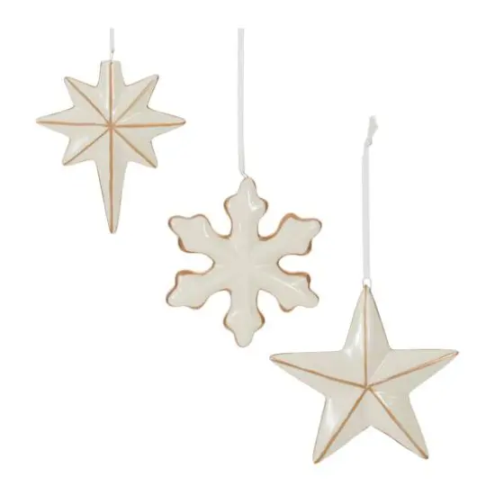 4" Ceramic Star & Snowflake Ornaments Set {7}