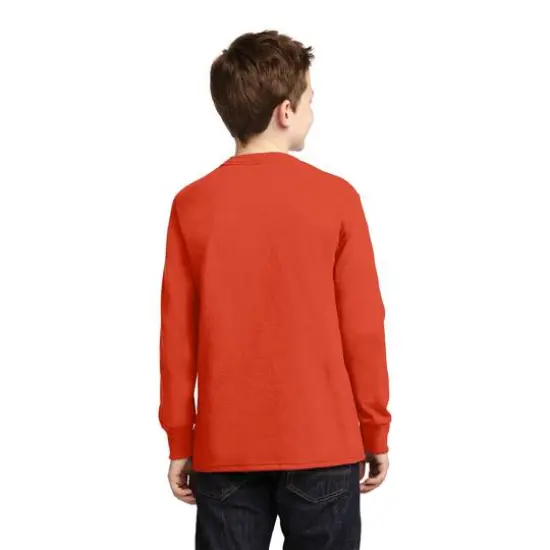 Port & Company&reg; Youth Long Sleeve Core Cotton T-Shirt Orange {5}