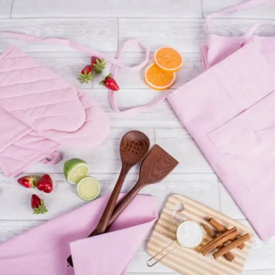 DII&reg; Solid Chambray Oven Mitts, 2ct. Rose {7}