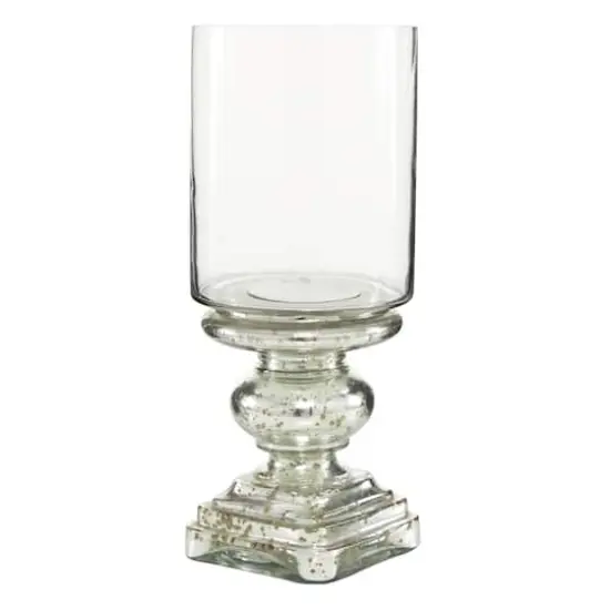 16" Silver Glass Traditional Candle Holder {3}