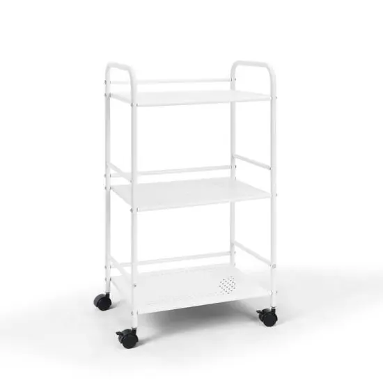 SunnyPoint 3-Tier Metal Rolling Utility Cart Black {2}