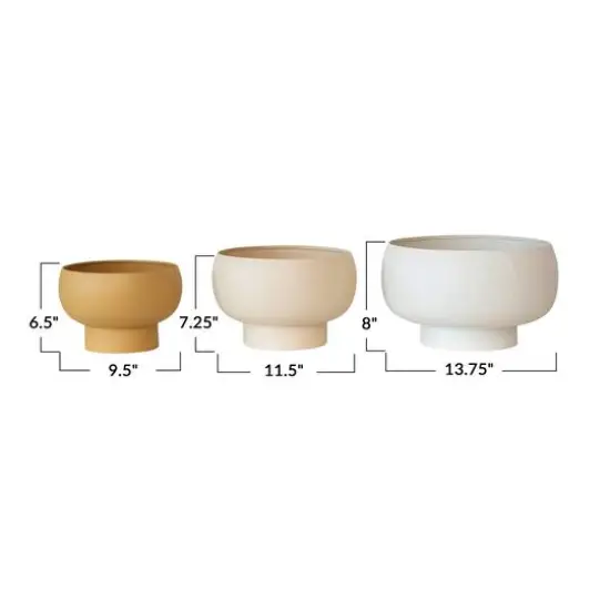 Hello Honey&reg; Beige, Ivory & Mustard Decorative Metal Footed Planter Set {10}
