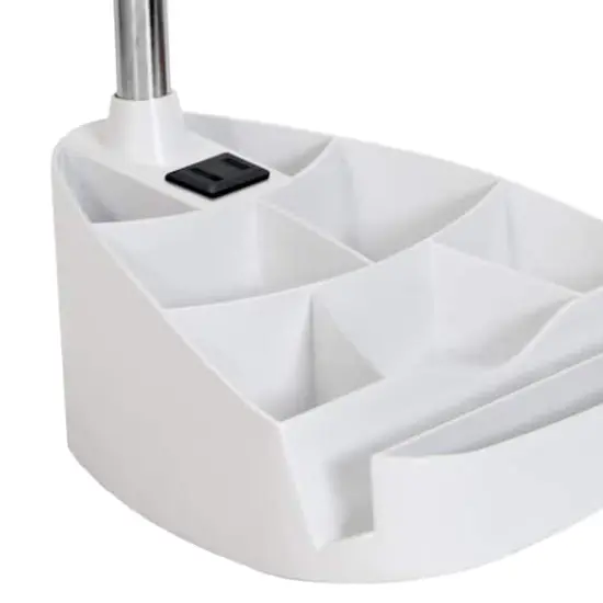 LimeLights 18.5" Gooseneck Desk Lamp with Tablet Stand and Charging Outlet White {6}