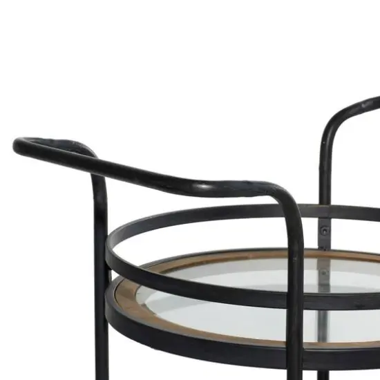 Brown Wood Industrial Bar Cart 35" x 21" x 16" {6}