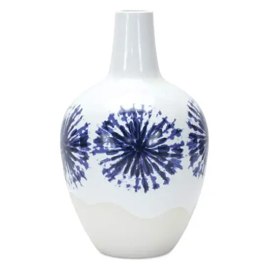 11" Two-Tone Tie Dye Design Ceramic Vase {1}
