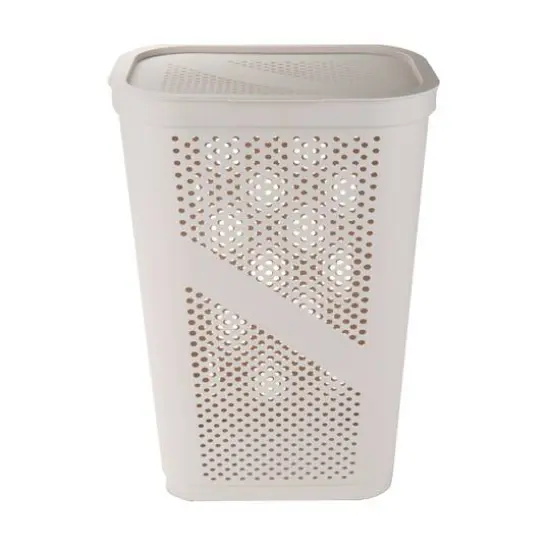 Mind Reader 60L Ventilated Slim Laundry Hamper with Cut Out Handles & Hinged Lid, 2ct. Ivory {6}
