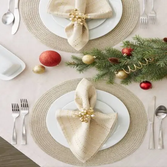DII&reg; Metallic Gold Round Polypropylene Woven Placemat (Set of 4) {8}