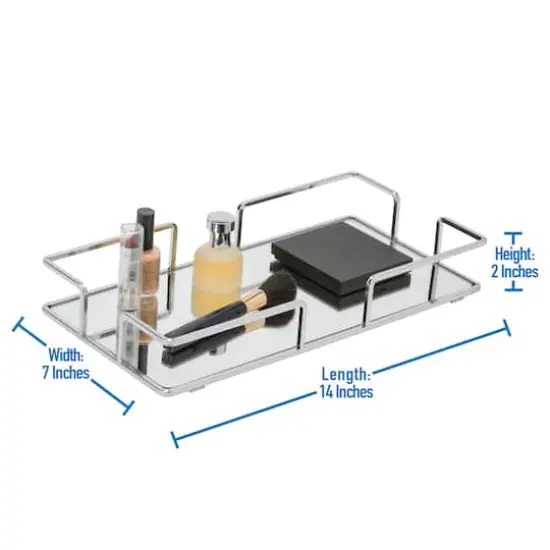 Home Details 14" Chrome Modern Rectangular Mirror Vanity Tray {4}
