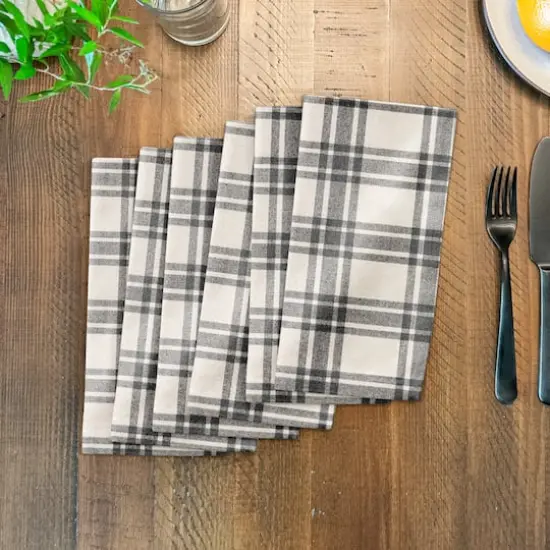 Black Plaid Cotton Twill Napkin {4}