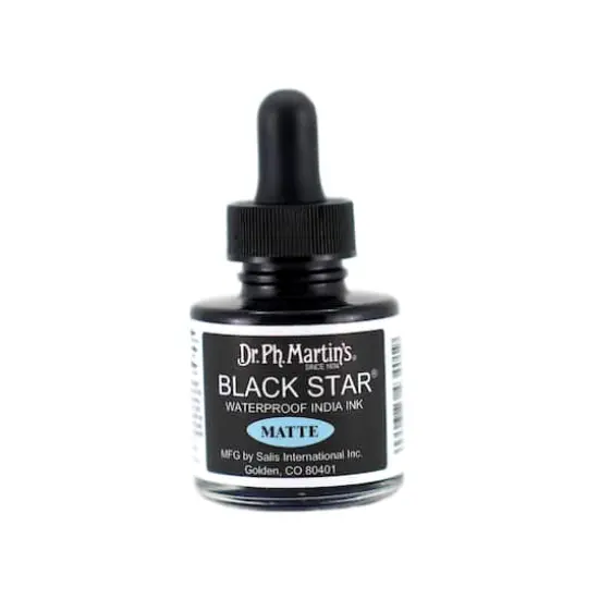 Dr. Ph. Martin's&reg; Black Star&reg; Waterproof India Ink, Matte {1}